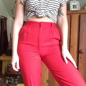 Vintage Linen-Like Trousers - Fits Size 6-8